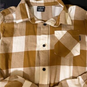 Hurley Kids Brown and White Plaid Button Down Shirt